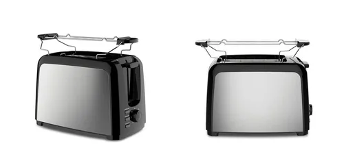 DESKI Toaster Edelstahl schwarz 613-400746 – Multifunktionaler 2-Scheiben-Toaster - Vielseitiger Toaster mit Brötchenaufsatz und 7 Bräunungsstufen. Ideal für knusprige Toasts und Brötchen. Mit Auftau-, Aufwärm- und Abbruchfunktion für optimalen Genuss!