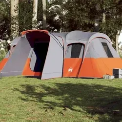 vidaXL Tunnel-Familienzelt für 16 Personen - Grau, wasserdicht - Familienzelt für 16 Personen, ideal für komfortable Campingabenteuer. Wasserdichtes Design mit versiegelten Nähten und einfachem Auf- und Abbau.