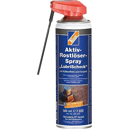 TECHNOLIT Aktivrostlöser-Spray LubriSchock 500ml, Rostlöser, Korrosionsschutz, Schmieröl, Multifunktionsöl, Rostentferner