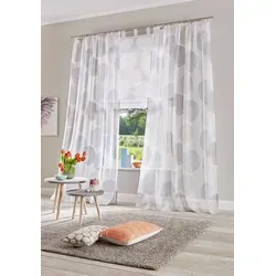 OTTO home Gardine Belem (2 St), Kräuselband, transparent, Voile, 1 bzw. 2 Schals, Vorhang, Fertiggardine, Kreise grau 140 cm x 245 cm