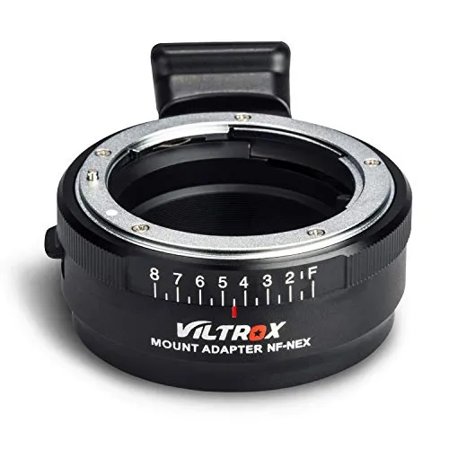 VILTROX NF-NEX Adapter Manueller Fokus Objektivadapter mit Blendenscheibe für G/F/AI/S/D Objektiv auf Sony NEX E Mount Camera Sony A7 A7R A7RII A7RIII A6500 A6300 NEX-7