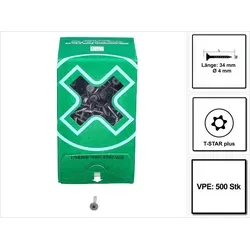 SPAX Schieferschraube Spezialflachkopf A2 T-Star 4x34/25 mm - 500 Stück - Eisenwaren für außen: Hochwertige, rostfreie Spenglerschraube mit Dichtgummi für dauerhafte Abdichtung und sicheren Halt von Dachplatten.