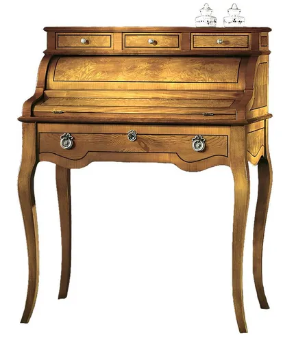 Luxuriöser Barock Schreibtisch aus Massivholz - Eleganter Stehschreibtisch im antiken Stil, ideal für Büro und Wohnzimmer. Mit über 5 Schubladen und praktischen Regalen bietet er viel Stauraum und besticht durch seine edle Verarbeitung.