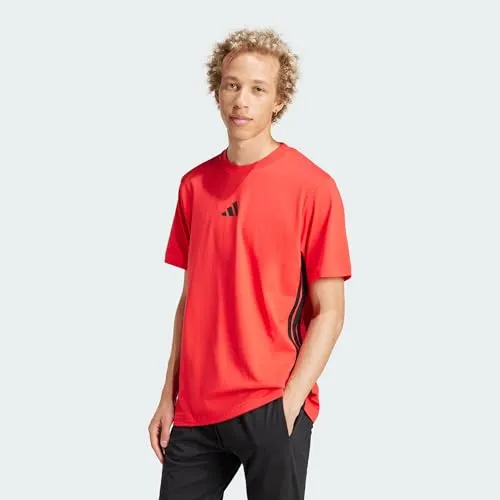 adidas Sportswear T-Shirt M 3S SJ T rot XXL - Herren-Shirt aus 100% Baumwolle, sportlicher Stil in Pure Ruby/Black, ideal für Freizeit und Training.