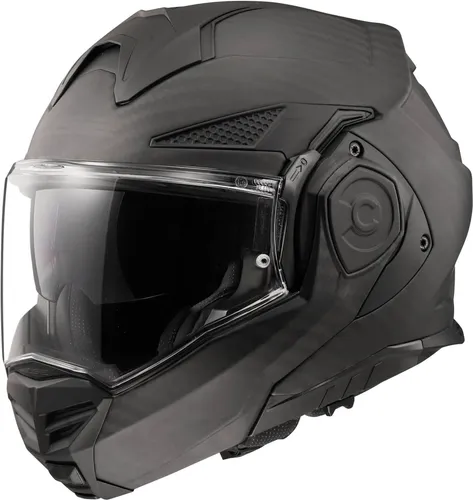 LS2 ADVANT X CARBON Motorradhelm, Modularer Helm in Matt Carbon, Größe L - Modularer Motorradhelm aus Kohlefaser für optimale Stoßdämpfung und Sicherheit. Mit Auto-Up- und Auto-Down-System für schnellen Wechsel zwischen Vollgesicht und Jet.