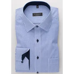 eterna Langarm Hemd Comfort FIT Twill gestreift, Hellblau/Weiss, W48 - Herrenhemden mit modernem Kent-Kragen, bügelfrei und ideal für den gepflegten Business-Look.