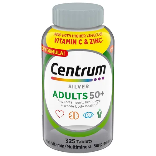 Centrum Silver 50+ Multivitamin Tabletten, 325 Stück - Multivitamin für Erwachsene 50+, unterstützt die allgemeine Vitalität und enthält 325 Tabletten für eine langanhaltende Versorgung. Ideal für die tägliche Ergänzung Ihrer Ernährung.