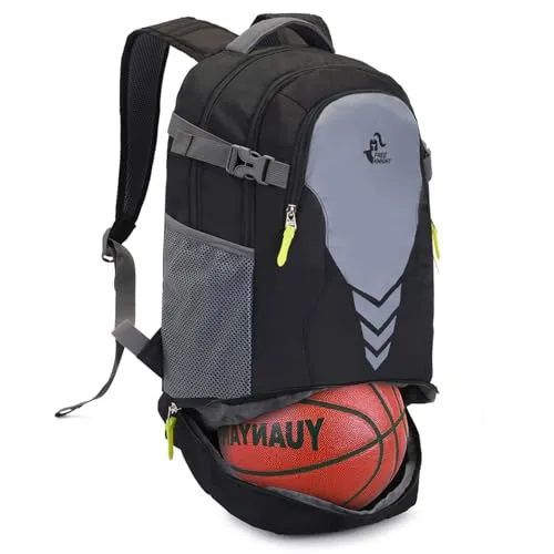 Bseash 35L Sport Rucksack mit Ballfach für Jungen und Mädchen - Vielseitiger 35L Sport Rucksack mit separatem Ballfach für Basketball, Fußball und mehr. Aus robustem Material, ideal für Schule und Sport. Praktische Taschen für optimale Organisation.
