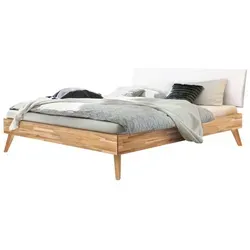 HASENA Trento Bett Pesaro 180x200 - Massives Bett aus Kernbuche natur mit gepolstertem Kopfteil in weiß. Ideal für hohe Matratzen, einfache Montage und perfekt kombinierbar mit Accessoires der Trento Serie.