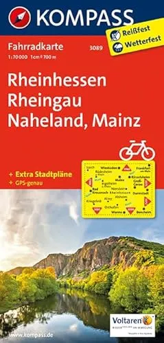 KOMPASS Fahrradkarte Rheinhessen, Rheingau, Naheland, Mainz: Fahrradkarte. GPS-genau. 1:70000 (KOMPASS-Fahrradkarten Deutschland, Band 3089)