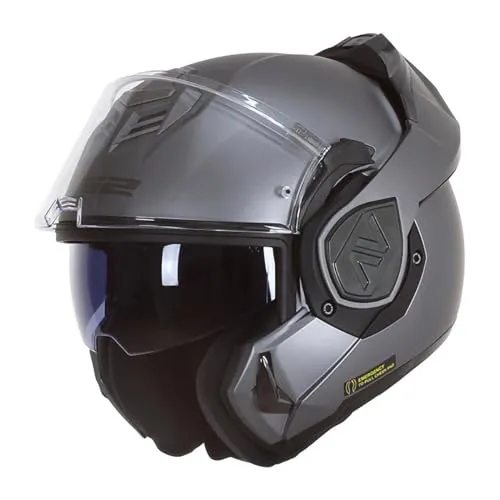 LS2 Klapphelm FF906 Advant Solid Titanium Matt 57/58 - Motorradhelm in edlem Grau, ideal für Abenteurer. Klappmechanismus für maximale Flexibilität und Komfort beim Fahren.