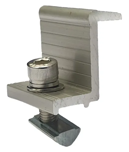Zenit Energy GmbH Halterung Endklemme 35 mm Alu silber eloxiert M8 Schraube & Nutenstein-, (4-tlg., Praktisches Bauteil für die sichere Befestigung von PV-Modulen)