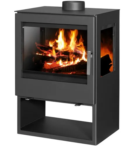 Victoria 05 Kaminofen 3-Scheiben Victoria Modena Vision schwarz-mit XXL-Sichtscheiben, 10.17 kW