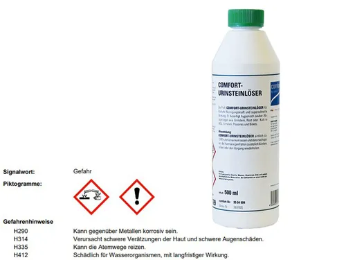 Sanit Comfort Urinsteinlöser 500 ml - Effektiver Urinstein Entferner - Sonstige, kraftvoller Urinsteinlöser aus Deutschland für eine gründliche und mühelose Reinigung von WC und Urinal.