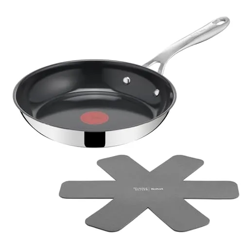 Tefal Jamie Oliver by Direct Cook Bratpfanne 24 cm, inkl. Pfannenschoner, antihaftbeschichtete Keramikoberfläche, langlebige Versiegelung,Thermo-Signal, für alle Herdarten, Edelstahl, H880S234