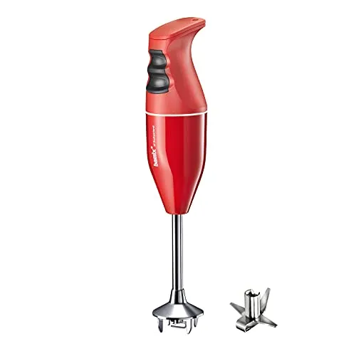 bamix Stabmixer Set EO140 CLASSIC - 140 Watt, Made in Switzerland - Stabmixer in Rot/Weiß mit 2-Stufen System und lebenslanger Motorengarantie. Perfekt zum Mixen, Pürieren und Zerkleinern – Qualität aus der Schweiz!