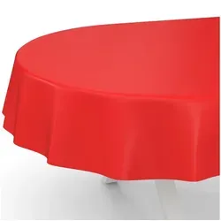 ANRO Abwaschbare Tischdecke Rot, Oval 140x240 cm - Tischdecken für Indoor und Outdoor, wasserabweisend, schmutzabweisend und pflegeleicht - ideal für Garten und Camping.
