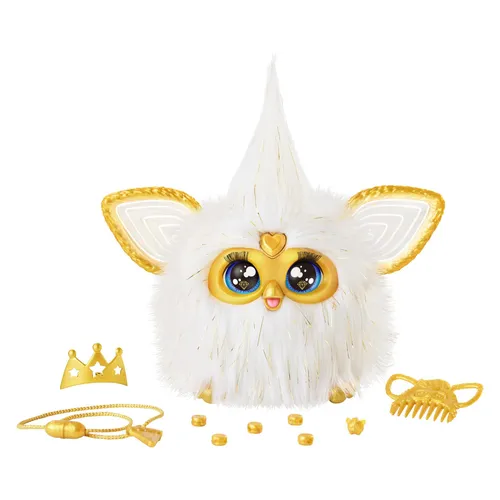 Furby Gold Glam Interaktives Spielzeug - Kuscheltiere – Furby Gold Glam ist ein interaktiver Spielzeugfreund mit 5 Modi und über 600 Sätzen, der Kinder zum Spielen und Stylen einlädt!