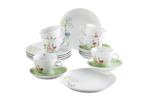 KAHLA Five Senses Wildblume Kaffeeservice 18tlg. - Kaffeeservice für 6 Personen aus hochwertigem Porzellan mit fröhlichem Blumenmotiv, pflegeleicht und nachhaltig produziert in Deutschland.