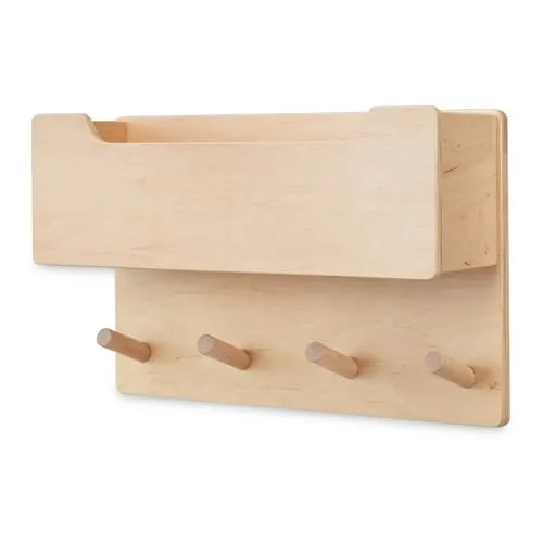 Ehrenkind Wandgarderobe für Kinder - Kompakte Garderobe für Kinderzimmer aus massivem, nachhaltigem Holz - ideal nach Montessori für Ordnung und Selbstständigkeit.