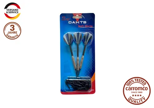 Carromco Softdart Set S – 3 Dartpfeile mit Ersatzspitzen, 16 g Softdarts in Blau