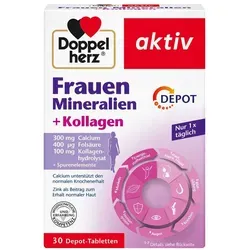Doppelherz Frauen Mineralien+kollagen Depot Tabletten - Nahrungsergänzungsmittel für Frauen, unterstützt Haut, Haare und Nägel mit Kollagen, Zink und Vitamin C für strahlende Schönheit und Vitalität.