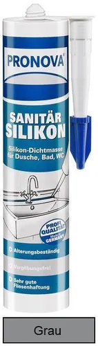 Pronova Sanitär-Silikon Dichtstoff Fugendicht 300 ml Kartusche Grau