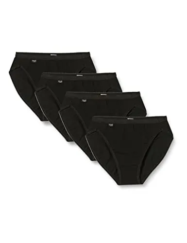 sloggi Damen Basic+ Tai 4P Slip - Black, Größe 36 - Funktionsunterwäsche: 4er Pack langlebige Taillen Slips aus weicher Baumwolle mit hochwertigem LYCRA für optimalen Tragekomfort und Bewegungsfreiheit.