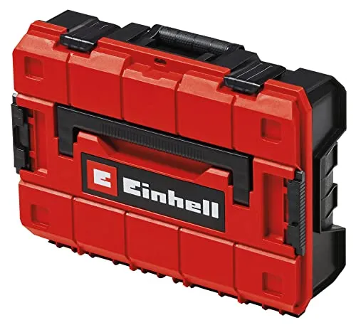 Original Einhell E-Case S-F Systemkoffer - universelle Aufbewahrung und Transport für Werkzeug, spritzwassergeschützt und stapelbar, inkl. 2x Schaumstoffeinlagen