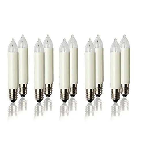 hellum Ersatzbirnen für Lichterbogen, 10 Stück 23V 3W - Weihnachtsbeleuchtung, universell einsetzbare Ersatzbirnen für Lichterketten und Schwibbögen, einfach auszutauschen dank Edison-Sockel.