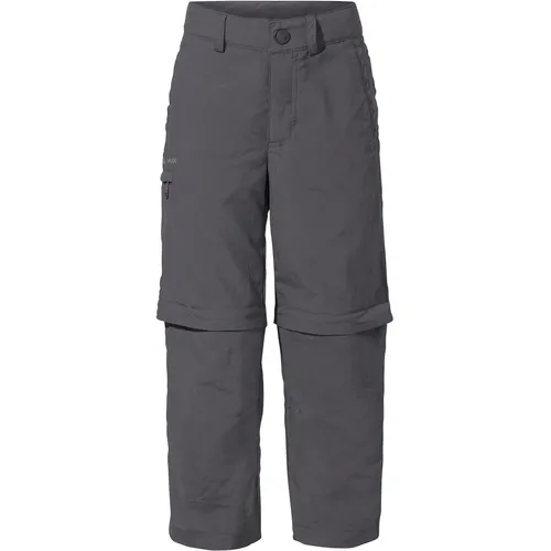 Vaude Kid's Detective Antimos Zip-Off Pants - Funktionale Kinder-Wanderhose - Wanderhosen für Kinder, grau/blau, Größe 98; mit Insekten- und UV-Schutz, sowie Stretch und Zip-Off-Funktion für optimale Beweglichkeit beim Trekking.