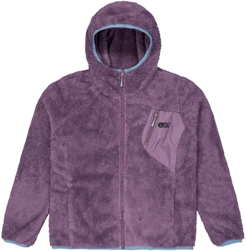 Picture Izimo Damen Fleecejacke - Lila - Stylische Damen Fleecejacke im Retro-Design aus ultraweichem Sherpa-Fleece. Ergonomische Kapuze und praktische Taschen sorgen für Komfort bei jedem Abenteuer. Hergestellt aus 80% recyceltem Polyester.
