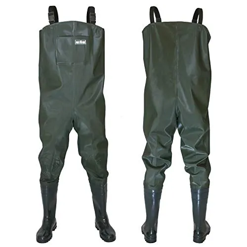 FortMen Wathose Herren Anglerhose mit Stiefel Gr 38-47 - Hochwertige, wasserdichte Wathose mit robusten Stiefeln, ideal für Angler. Der verstellbare Schnitt sorgt für hohen Tragekomfort und Bewegungsfreiheit. Mit praktischen Taschen für Zubehör.