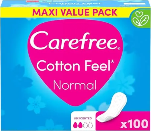 Carefree Cotton Feel Normal Ohne Duft 100 Stk., Slipeinlage ohne Duft und 100 Prozent atmungsaktiv, mit optimaler Passform und ein sicheres Tragegefühl