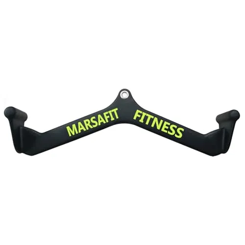 MARSAFIT Home Gym Fitness Rowing T-bar V-bar Pulley Cable Machine Attachments Bicep Curl Tricep Lat pulldown Bar Back Strength Training Handle Grips Lat Pull Down Bar Press Down Exercises (Length 19")