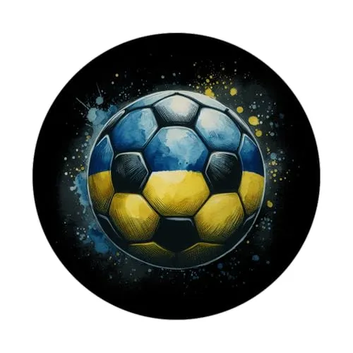 Fußball Ukraine Flagge Magnet rund EM 2024 Supporter Sport Fanartikel Ballspiel Begeisterung in Nationalfarben Europa Blau-Gelb