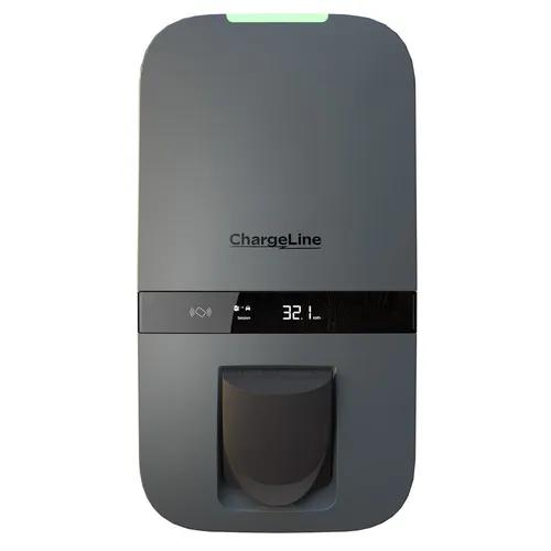 ChargeLine 22kW Business Wallbox - Elegante Wallbox in Grau für schnelles Laden mit 22 kW. Kompakt und vielseitig, ideal für Unternehmen mit hoher Ladeeffizienz und einfacher Netzwerkverbindung.