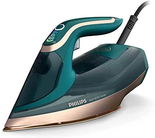 Philips Azur 8000 Serie Dampfbügeleisen - 3000 W, 70 g/min Dauerdampf, 240 g Turbo-Dampfstoß, OptimalTEMP-Technologie für schonendes Bügeln ohne Verbrennungen