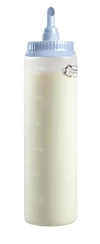 Bestron Teigportionierer mit Skala, Teigdosierer für 700 ml, für Crepes, Poffertjes, Pfannkuchen, Waffeln, Muffins oder Donutteig, Farbe: Blau/Weiß