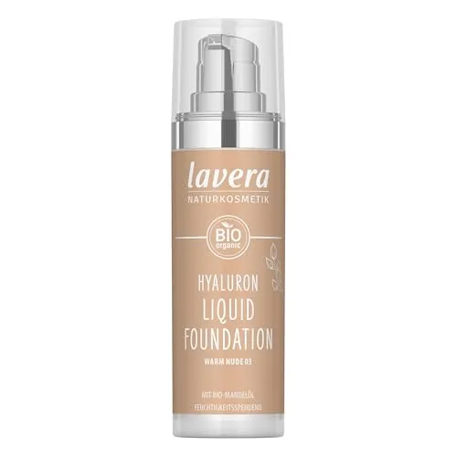 lavera Hyaluron Liquid Foundation - Warm Nude 03 - Naturkosmetik - Vegan - Seidige, leichte Textur - Frei von Mineralöl - Natürliche Hyaluronsäure & Bio-Mandelöl - 30ml