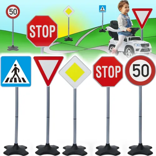 Verkehrsschilder SET 5-teilig Kinder Verkehrszeichen Straßenschilder Spielzeug