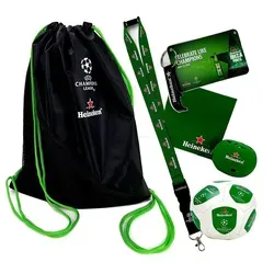 Ball Schlüsselanhänger Heineken Set - 6 teiliges Set / Sportbeutel / Schlüsselanhänger / F