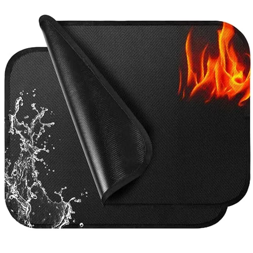 BAVATEE 2 Stück Feuerfeste Unterlage, Silikonmatte Küche für Heißluftfritteusen, 40 x 50 cm Hitzebeständige Unterlage, Hitzeschutzmatte Geeignet für Unterlage Kaffeemaschine， Mikrowellen und Toaster