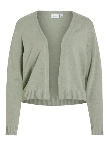 Vila VIRIL SHORT L/S KNIT CARDIGAN - Weicher Kurzarm Cardigan in Hellgrün - Strickjacke in XS, aus 50% Viskose für wärmenden Komfort, ideal für lässige Looks im Alltag.