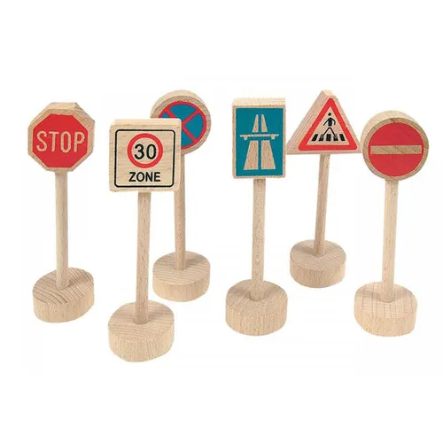 HOLZ EISENBAHN VERKEHRSSCHILDER KINDER Holzspielzeug Schienen Lok Zubehör  90575
