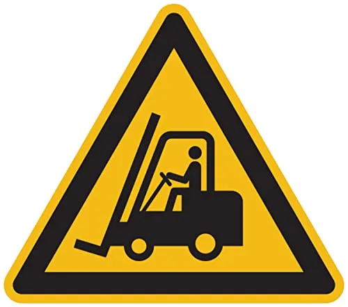 Dreifke® Warnschild, Warnung vor Flurförderzeugen W014 DIN EN ISO 7010 Alu geprägt gelb/schwarz 40
