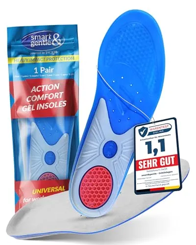 Premium Geleinlagen für Schuhe - Komfort und Unterstützung für Alltag, Sport & Arbeit, Gr. 46/47 - Erleben Sie den ganzen Tag über ein angenehmes Tragegefühl mit unseren innovativen Gel-Einlagen. Sie reduzieren Druck auf Gelenke und Füße und sind ideal für alle Aktivitäten. Atmungsaktiv und ergonomisch, passen sie in nahezu jeden Schuh.