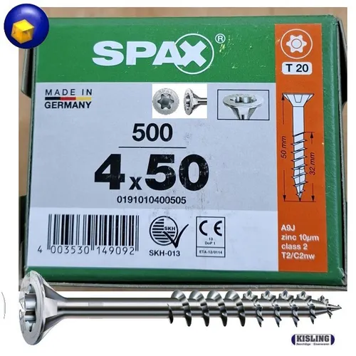 Spax Wirox Schraube 4.0x50 mm Torx TX20 Teilgewinde 50/32 mm