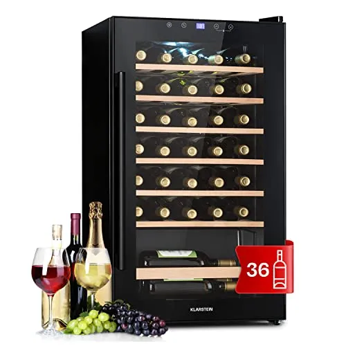 Weinkühlschrank Barossa 1 Zone 95 L - Freistehender Weinkühlschrank für 36 Flaschen, mit LED Touch-Bedienung und digitaler Anzeige – ideal für Weinliebhaber, die ihre Weine stilvoll und leise lagern möchten.