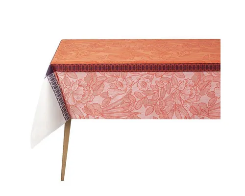 Tischdecke Escapade Tropicale Goyave 175x175 cm von Le Jacquard Français - Hochwertige Tischdecke Escapade Tropicale Goyave, 100% Leinen, OEKO-TEX zertifiziert. Mit lebendigem Blumenmuster bringt sie Exotik auf Ihren Tisch und ist pflegeleicht dank bügelleichter Ausstattung.